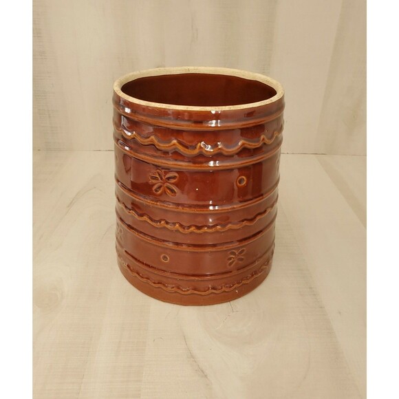 Marcrest Daisy Dot Stoneware COOKIE JAR Colorado Utensil jar Brown 8" No lid - Picture 4 of 7